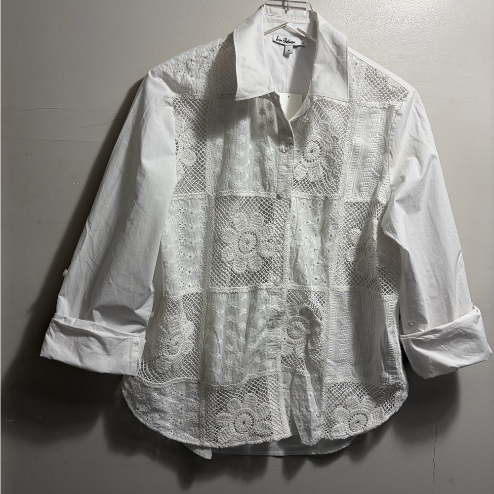 White Lace Button-Up Shirt